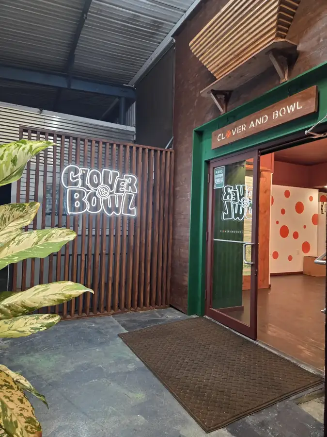The Clover and Bowl storefront on Kaiwi St
